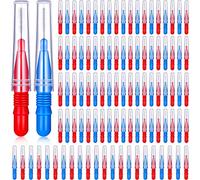 BBTO Brosse Interdentaire Cure-Dents de Soie Dentaire, Rouge/Bleu, 100 Pièces