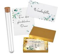 BBTO Cadeau d'Anniversaire de Mariage Faveurs de Mariage Comprenant Tube à Essai en Plastique avec Papier, Guirlande Lumineuse, Raphia, Carte-Cadeau, Ruban et Boîte-Cadeau pour Douche Nuptiale