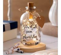 BBTO Cadeaux d'Argent d'Anniversaire LED Lampe de Bouteille avec Inscription Bouteille Décorative Lumineuse Emballage d'Argent pour Anniversaire Noël(Alles Gute zum Geburtstag)