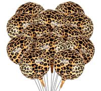 BBTO Lot de 12 grands ballons ronds métalliques en aluminium imprimé léopard et guépard pour fête d'anniversaire, fête prénatale, mariage - 55,9 cm