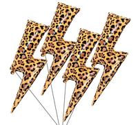 BBTO Lot de 4 ballons en nylon avec imprimé guépard et éclair - Ballons léopard sauvages - Décorations d'animaux de la jungle pour fête d'anniversaire - Fournitures de fête d'anniversaire sur le thème