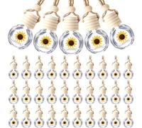 BBTO Lot de 50 flacons diffuseurs de parfum vides en verre à suspendre pour voiture, huiles essentielles, aromathérapie, décoration (transparent, tournesol)