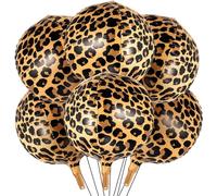 BBTO Lot de 6 grands ballons ronds métalliques en aluminium imprimé léopard et guépard pour fête d'anniversaire, fête prénatale, mariage - 55,9 cm