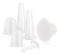 BBTO Lot de 6 ventouses de massage en silicone pour le corps, le visage, le cou, le dos et les yeux, avec brosse exfoliante (transparent)