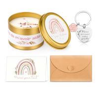 BBTO Set de 4 Cadeaux de Merci pour Maîtresse 1 Bougie Parfumée de Remerciement 1 Porte-Clés 1 Carte de Vœux et 1 Enveloppe pour Femme Adieu Journée des Enseignants Fin d'Année Anniversaire