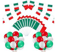 BBTO Set de Drapeau Australien Allemagne Italie avec Guirlande de Bannière de Drapeau Italien 10 Drapeaux à Main Italiens 30 Ballons Italiens pour Décoration de Fête à Thème Patriotique (Italie)