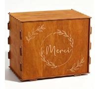 BBTO Urne de Mariage et Baptême Urne Merci en Bois Boîte à Cartes | Cagnotte d'Anniversaire Communion, Tirelire Décorative, Style Champêtre, Boîte Cadeau pour Lettres Enveloppes Argent