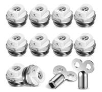 BBTO Vannes de Purge de Radiateur avec 2 Clés de Purge pour Radiateur Soupape de Ventilation de 1/2 Pouce Vanne d'Aération de Chauffage Manuelle en Laiton Nickelé Buse d'Échappement (10)