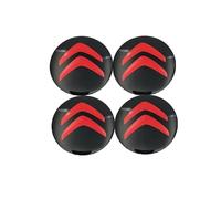 BBTUA 4 Pièces Cache-moyeux Autocollants pour Citroen C3 C4 C5 Elysee, Hub Centre Caps Cover Sticker Insigne Couvercle de Jante Autocollant,Bla-CK and red-56mm