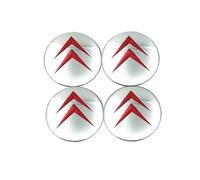 BBTUA 4 Pièces Cache-moyeux Autocollants pour Citroen C3 C4 C5 Elysee, Hub Centre Caps Cover Sticker Insigne Couvercle de Jante Autocollant,Silver red-56mm