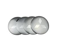 BBTUA 4 Pièces Cache-moyeux Autocollants pour Mitsubishi Lancer Evolution Ⅹ 2008-2014, Hub Centre Caps Cover Sticker Insigne Couvercle de Jante Autocollant,Silver-56mm
