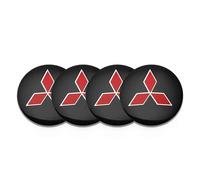 BBTUA 4 Pièces Cache-moyeux Autocollants pour Mitsubishi Lancer Evolution Ⅹ 2008-2014, Hub Centre Caps Cover Sticker Insigne Couvercle de Jante Autocollant,Bla-CK and Red-56mm