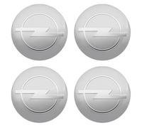 BBTUA 4 Pièces Cache-moyeux Autocollants pour Opel Agila/Antara/Ampera/Astra/Corsa/Crossland/Insignia, Hub Centre Caps Cover Sticker Insigne Couvercle de Jante Autocollant,Silver-65mm