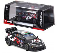 Bburago Voiture de rallye Toyota GR Yaris Rally 1 Hybrid #33 Evans – Modèle 1:43 avec vitrine