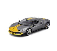 Bburago 1/18 Ferrari 296 GTB Grise et Jaune - Voiture Miniature fidèle et réaliste pour Les Enfants - dès 3 Ans. Reproduction soignée en Plastique - 16017GR
