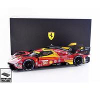 Bburago - Ferrari 499P LMH Deluxe 2024#50 Rouge - Voiture Miniature métal 1/18 - Modèle Officiel Ferrari Le Mans Hypercar Saison 2024 - Détails très réalistes - Edition Collector Ferrari