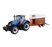 Bburago-1/32 Collection Ferme-Tracteur T7.315 New Holland avec remorque Cheval Voiture, 44069, Bleu