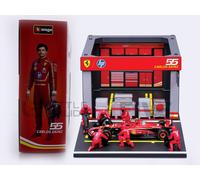 Bburago 1/43 - Ferrari Sf-24 Pit Pass Diorama Playset - 2024 (C. Sainz) 36862s-Bburago
