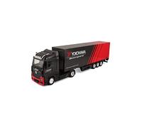Bburago 1/43 Street Fire Camion avec Remorque Mercedes Benz Actros Yokohama - Modèle Métal Rouge et Noir à Motifs Assortis - Véhicule Miniature Manuel - Jouet Enfant 3 Ans+