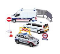 Bburago - 1/43 Street Fire - Playset Intervention Emergency - Playsets d’Intervention Street Fire composés de 9 pièces : 3 véhicules en métal Pompier ou Police à l’échelle 1/43ème