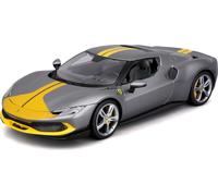 Bburago 18-16017 - Modèle réduit de voiture - Ferrari 296GTB Assetto Fiorano (gris/jaune, échelle 1:18)