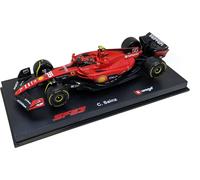 Bburago 18-36835S - Maquette de voiture - F1 Ferrari SF-23 #55 Sainz (avec casque, échelle 1:43) Voiture de Formule 1