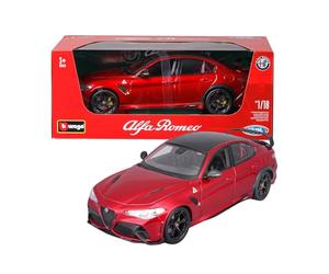 Bburago - Alfa Romeo Giulia GTAm Rossa, Voiture Miniature à l'échelle 1:18, réplique détaillée avec pièces ouvrables, Licence Officielle Alfa Romeo, ne Convient Pas aux Enfants de Moins de 36 Mois