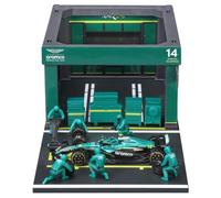 Bburago - Aston Martin AMR25 Alonso, Coffret de Jeu « Pit Stop » à l'échelle 1:43