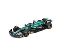 Bburago - Aston Martin AMR25 Formula 1 2025#14 Alonso, modèle réduit de Voiture Diecast à l'échelle 1:43 avec Casque et vitrine, réplique Officielle F1, détails réalistes, âge recommandé 14+ Ans