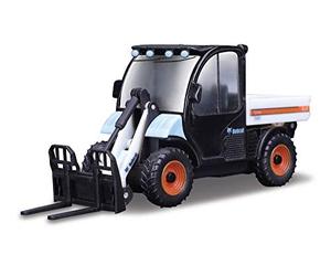 Bburago B18-31806 Bobcat TOOLCAT moulé sous Pression avec Fourche à Palette Fonctionnelle, Blanc, Moyen, Motifs et Couleurs Assorties