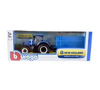Bburago - B18-44060 - Véhicule Miniature - Tracteur et Remorque - New Holland T7040 - Echelle 1/32 (Modèle Assorti)
