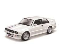 Bburago - BMW Série 3 de 1988, Voiture miniaturisée à l'échelle 1:24, Blanche, à partir de 3 Ans