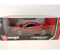 MODÈLE DE VOITURE STATIQUE BURAGO FERRARI 488 GTB COUPÉ 2015 ROUGE ÉCHELLE...
