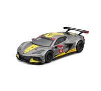 BBurago – Voiture Diecast Chevrolet Corvette C8.R 2020 – Échelle 1:43, vitrine, Gris métallisé