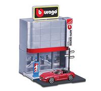 Bburago City Coffret de concessionnaire automobile : Bâtiment jouet, accessoires inclus et 1 voiture jouet (18-31501)