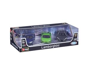 Bburago - Coffret Cadeau 3 Voitures Lamborghini 1:43, modèles Miniatures Officiels : Centenario, Aventador, Urus ou Countach, véhicules de Collection, âge recommandé 36+ Mois