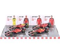 Bburago - Coffret Cadeau 4 F1 Ferrari SF-23-4 modèles réduits réalistes à l'échelle 1:43, Licence Officielle Ferrari, âge recommandé 3+ Ans