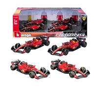 BBurago Maquette de voiture F1 Ferrari F1-75 & Sf-23 Sainz & Leclerc 1:43 Kit 4 unités Rouge Enfants