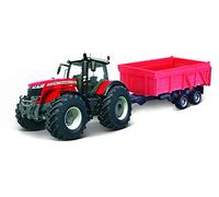 BBURAGO - Collection Ferme - Tracteur Massey Fergusson - avec sa Remorque à Friction - Véhicule Miniature à l'échelle 1:43 - Jouet pour Enfant - à Collectionner dès 3 Ans - B18-31653