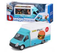 BBurago Camion-restaurant miniature die-cast 1:43 turquoise, ouvrants, idéal pour collectionneurs 3+