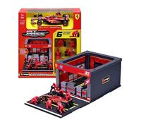 Bburago Diorama 1:43 Pit Stop Ferrari SF-24 #16 Leclerc - Voiture métal + 6 mécaniciens - Rouge