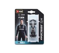 Bburago - F1 Mercedes-AMG F1 W16 2025#63 George Russell, Voiture Miniature à l'échelle 1:64, réplique détaillée d'une monoplace de Formule 1, Couleurs Officielles, Blister de Collection, 14+