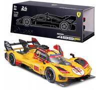 Bburago - Ferrari 499P LMH Deluxe 2024#83 Jaune - Voiture Miniature métal 1/18 - Modèle Officiel Ferrari Le Mans Hypercar Saison 2024 - Détails très réalistes - Edition Collector Ferrari
