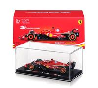 Bburago - Ferrari SF-24#16 Charles Leclerc Imola GP 2024, échelle 1:43, modèle réduit Diecast avec Casque et vitrine, détails réalistes, Licence Officielle Ferrari, âge 14+