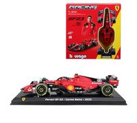 Bburago - Ferrari SF23 F1 2023#Sainz Kit À Monter avec Casque Et Support - Voiture Miniature De Collection en Métal À L’Échelle 1/24 - Modèle Réduit Officiel Formule 1 Saison 2023 - Edition Collector