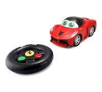 Bburago Junior - My First RC Ferrari - Modèle réduit réaliste de Voiture radiocommandée, contrôle Total avec Volant, lumières et Sons réalistes, Licence Officielle Ferrari, âge recommandé 24+ Mois