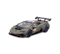 Bburago - Lamborghini Huracán Super Trofeo EV02 avec vitrine d'exposition à l'échelle 1:43, Voiture Diecast Verte, réplique détaillée de Supercar, Licence Officielle, 14+