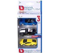 BBurago Voitures miniatures Feature Vehicle – 1:64 Pack de 3, Jouet à collectionner Dès 3 ans 59030