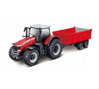 Bburago Massey Ferguson 8740S 10cm Tracteur agricole avec volant d'inertie et traînée en bois