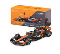 Bburago - McLaren MCL38#4 Lando Norris, échelle 1:43, modèle réduit en métal moulé sous Pression avec Casque et vitrine, livrée Officielle 2024, détails réalistes, Licence Officielle McLaren, âge 14+
